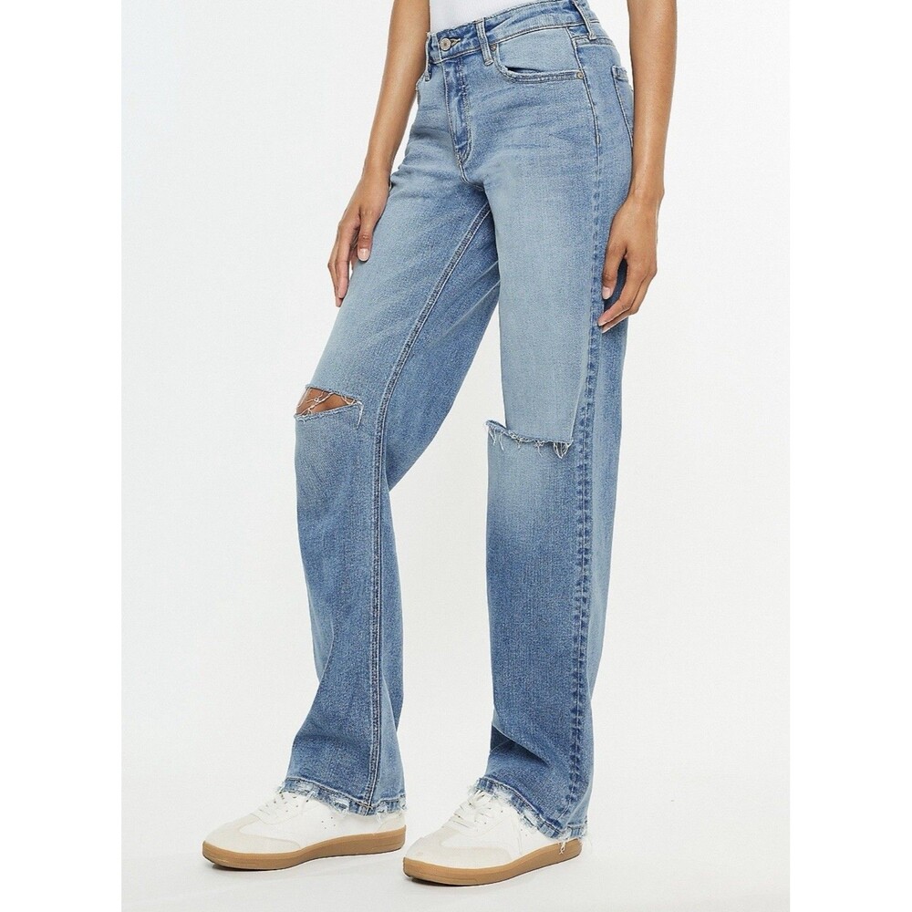 KanCan Jeans Denim Distressed Wide leg Size 30-see Measurements